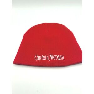 Captain Morgan Beanie Hat Red Knit Embroidered Logo Alcohol Promo Mens OSFM Red